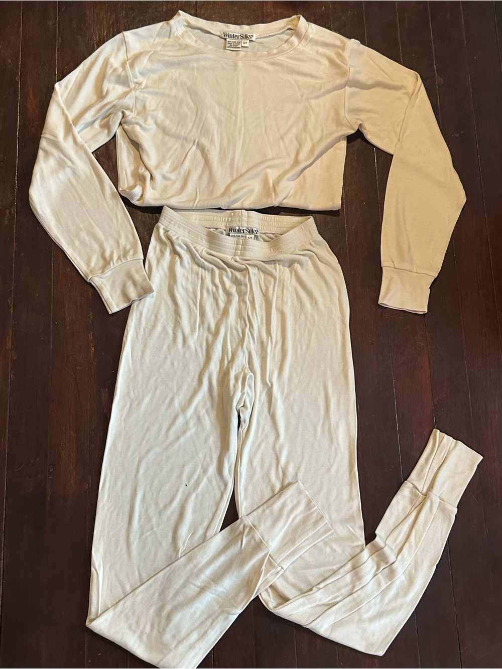 WinterSilks Women's S/T Tall Ivory Silk Thermal Base Layer Set Top & Pants.
